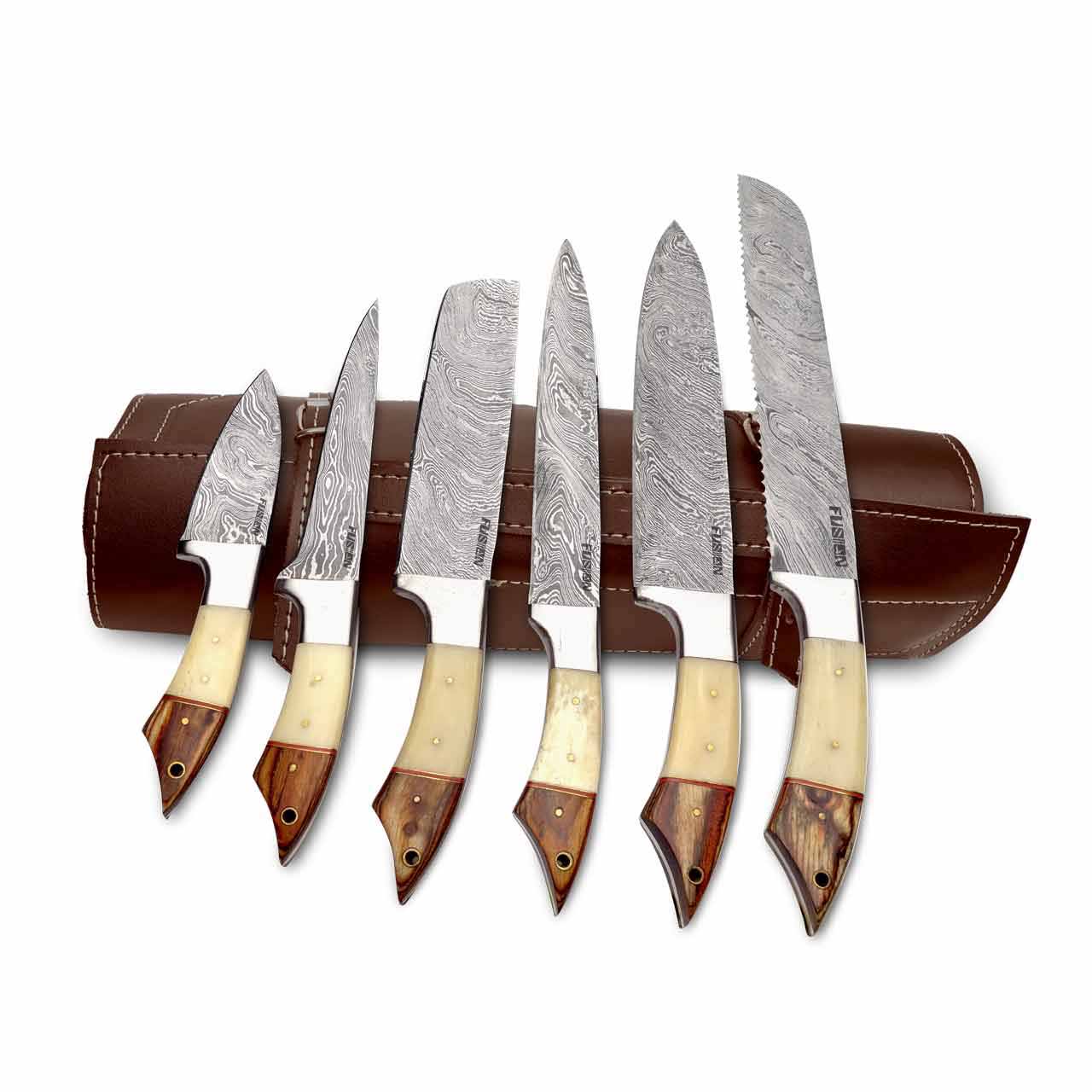 Chef Knives Set Camel Bone Handle