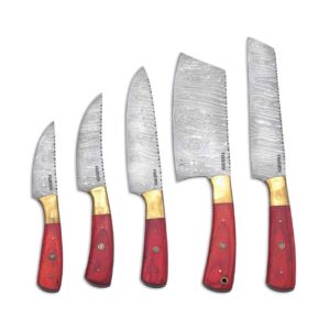 damascus kitchen knives set